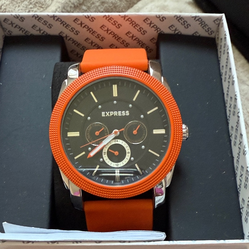 Express Bold Orange and Black Chronograph Watch
